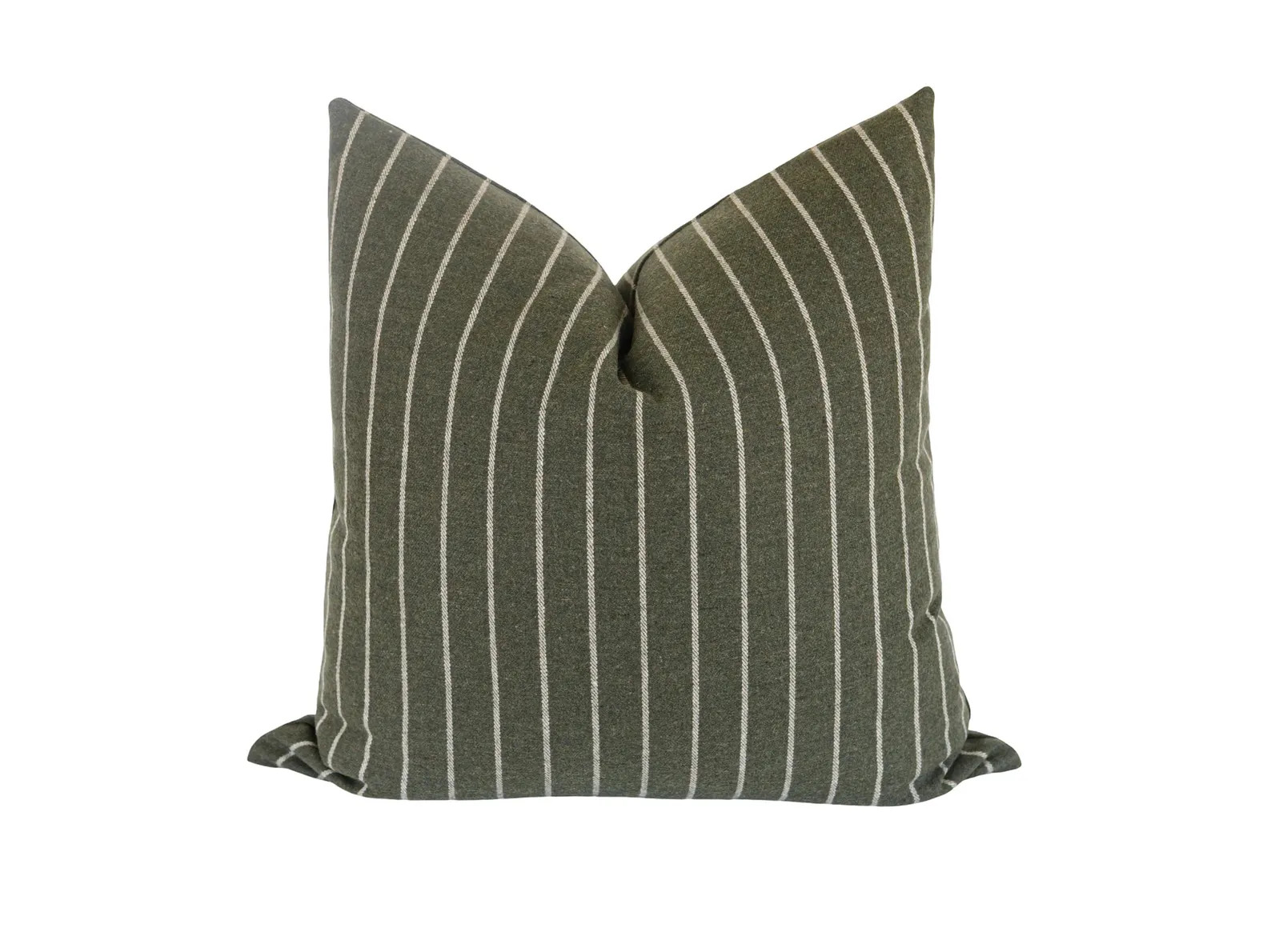 Olive Green Stripe Throw Pillow Cover: Modern Farmhouse Accent | Etsy (Global)