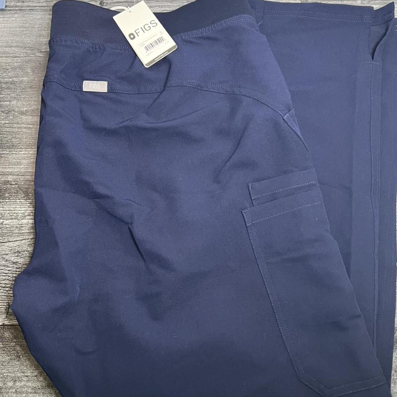 FIGS Women's Straight leg Cargo Pants - Navy/Blue | Depop US