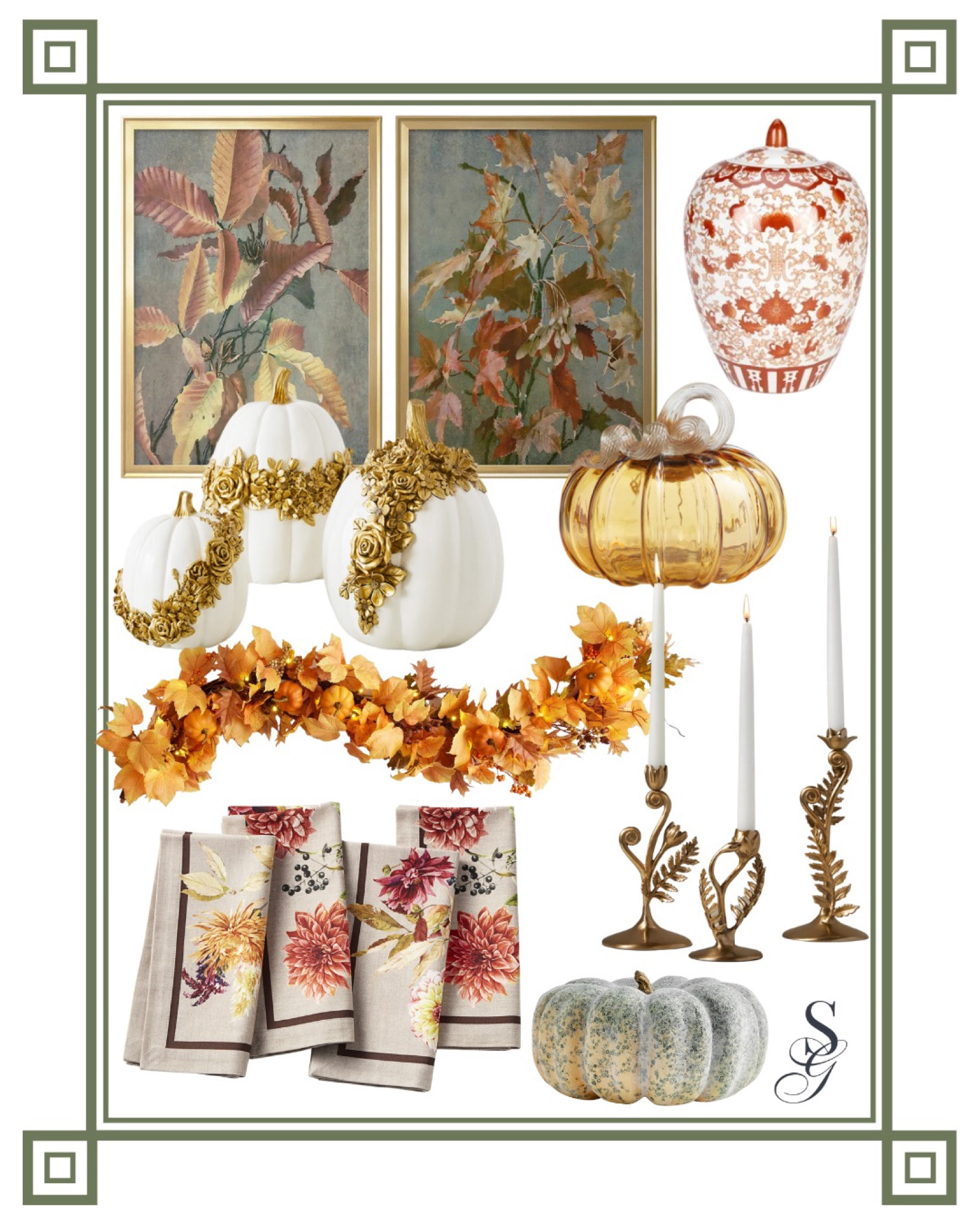 Fall, the most wonderful time of the year!! Here are some of my favorite fall finds of the week!

#fall #falldecor #fallinspo #garland #mantledecorfall #pumpkins #wallart #livingroomdecor #glasspumpkin #chinoisierefall #grandmillenial #anthropologie #autumn #tabletop #golddecor #southernhome #southernliving 

Fall Decor, Chinoiserie, Grandmillenial, wall art, Autumn, Fall Garland , orange jar , orange decor , Halloween decor 

#LTKSeasonal #LTKhome #LTKHalloween