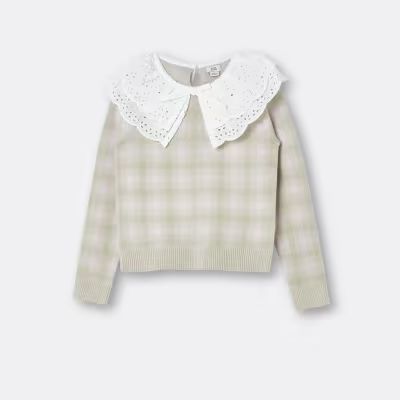 Girls checked broderie collar jumper | River Island (UK & IE)