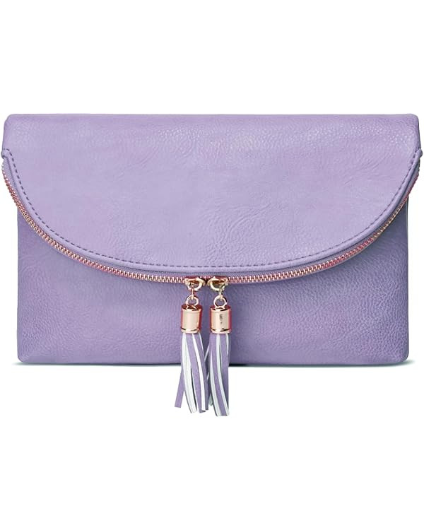 Solene Womens Envelop Clutch Purse Multi Compartments, 6 Card Slot Inside, Crossbody Bag With Tas... | Amazon (US)