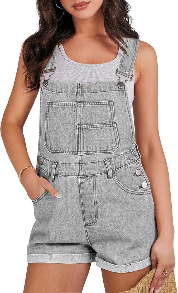 ANRABESS Overalls for Women Denim Shorts Overalls 2025 Summer Casual Loose Fit Adjustable Rompers... | Amazon (US)