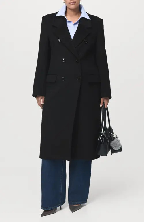MANGO Double Breasted Coat in Black at Nordstrom, Size Xx-Large | Nordstrom