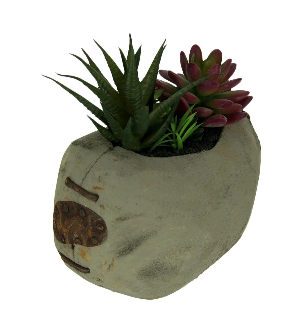 Zeckos Artificial Succulent Garden in Rustic Grey Wood Planter | Walmart (US)