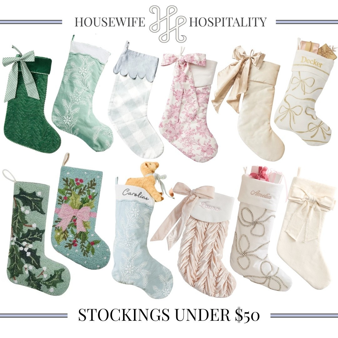 If you’re in need of a moderately priced Christmas stocking for you or the whole family this assortment of grandmillennial, coastal & classic Christmas stockings are available in various hues from greens and blues to pinks, beiges and metallic to match any decor  

#LTKHoliday #LTKGiftGuide #LTKSeasonal