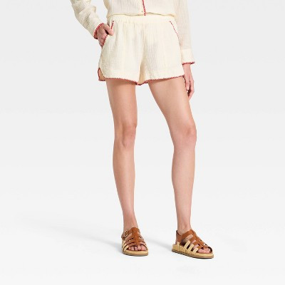 Women's Regular Rise Crafted Pull-On Shorts - Universal Thread™ Cream XL | Target