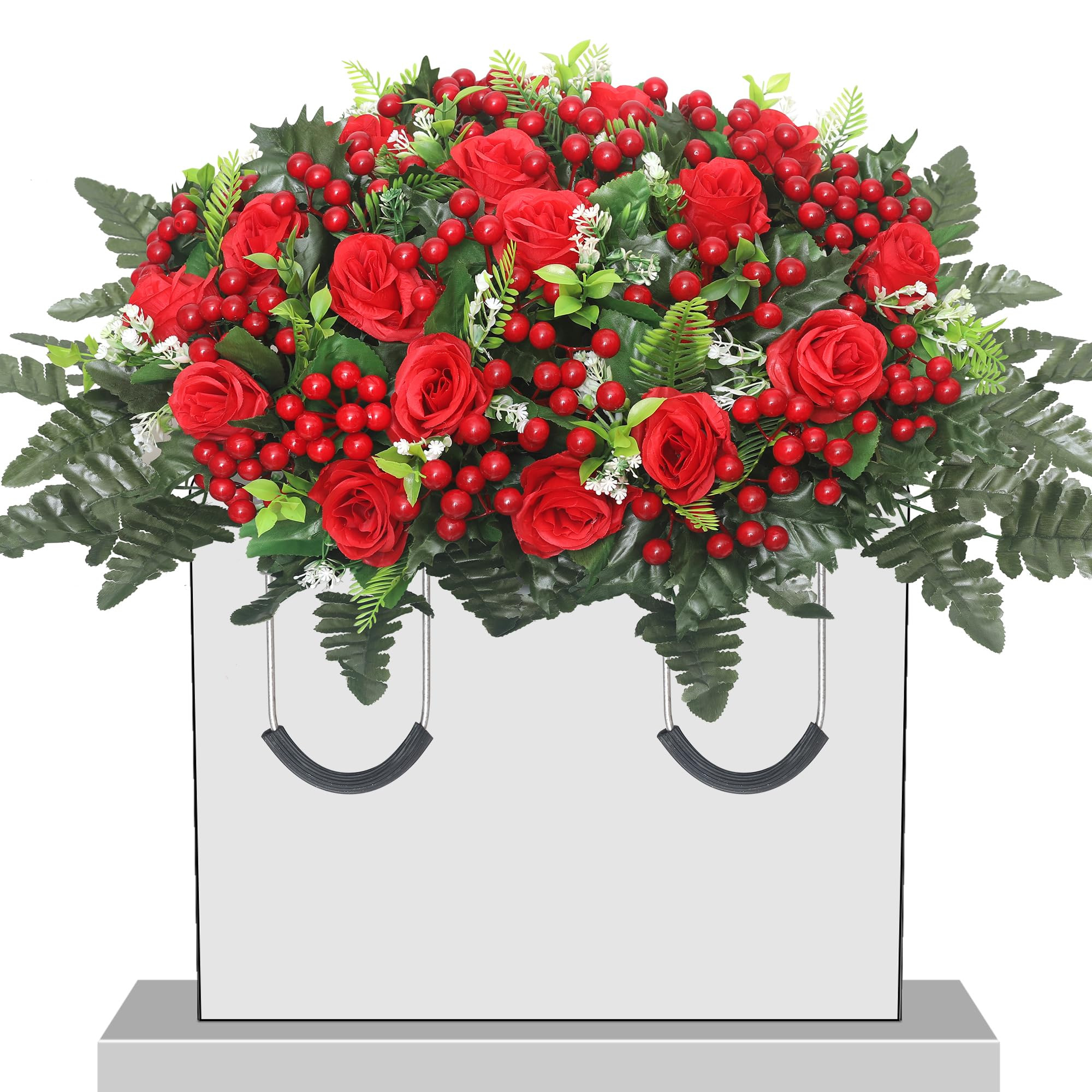 Christmas Artificial Cemetery Flowers,Artificial Cemetery Flowers Saddle for Outdoor Gravesite To... | Amazon (US)