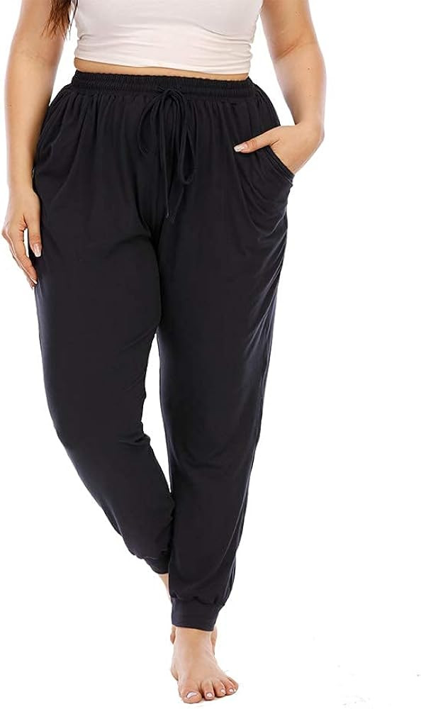 Gboomo Womens Plus Size Lounge Pants Casual Stretchy Jogger Ankle Length Loose Yoga Sweatpants wi... | Amazon (US)