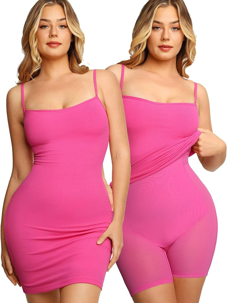 Popilush The Shapewear Dress Built-in Bra Adjustable Spaghetti Straps 2024 Summer Bodycon Sleevel... | Amazon (US)