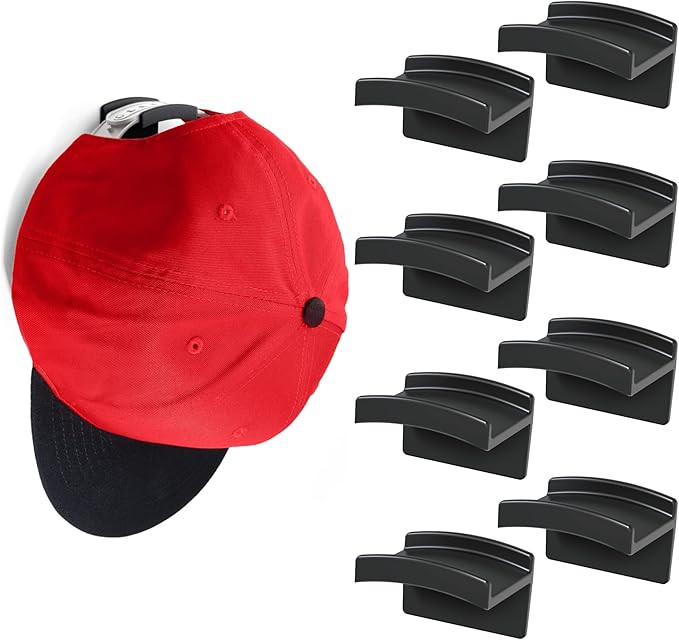 Amazon.com: Modern JP Adhesive Hat Hooks for Wall (8-Pack) - Minimalist Hat Rack Design, No Drill... | Amazon (US)