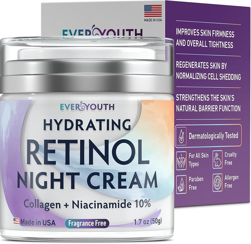 Night Cream Face Moisturizer with Retinol, Collagen, Niacinamide 10%, Anti Wrinkle Face Cream, Ma... | Amazon (US)