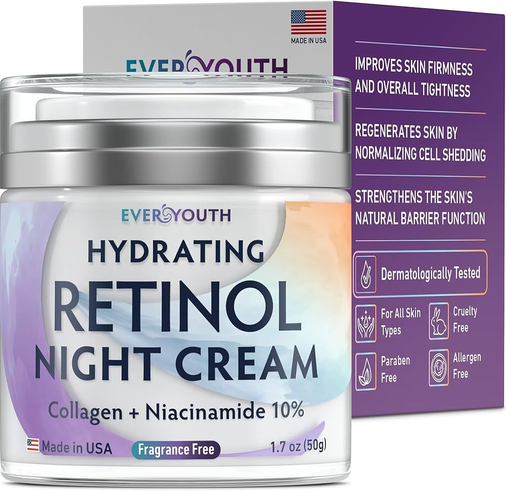 Night Cream Face Moisturizer with Retinol, Collagen, Niacinamide 10%, Anti Wrinkle Face Cream, Ma... | Amazon (US)
