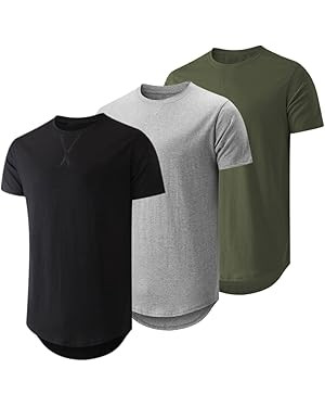 JMIERR Mens 3 Pack Cotton Hipster Hip Hop Longline Crewneck T-Shirt | Amazon (US)