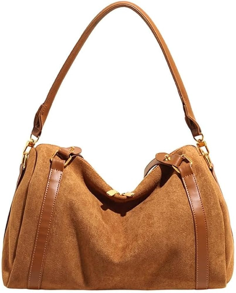 Women's Faux Suede Crossbody Bag Trendy Retro Boston Bowler Hobo Purse Shoulder Satchel for Work ... | Amazon (US)