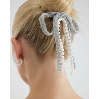 River Island Womens Silver Pearl Crystal Bow Hair Clip | River Island UK & IE