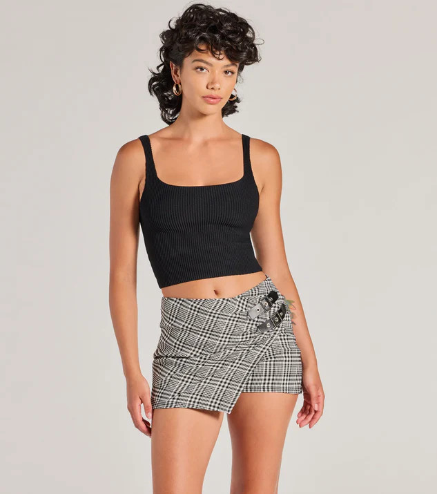 Cutest Agenda Buckle Plaid Mini Skort | Windsor Stores