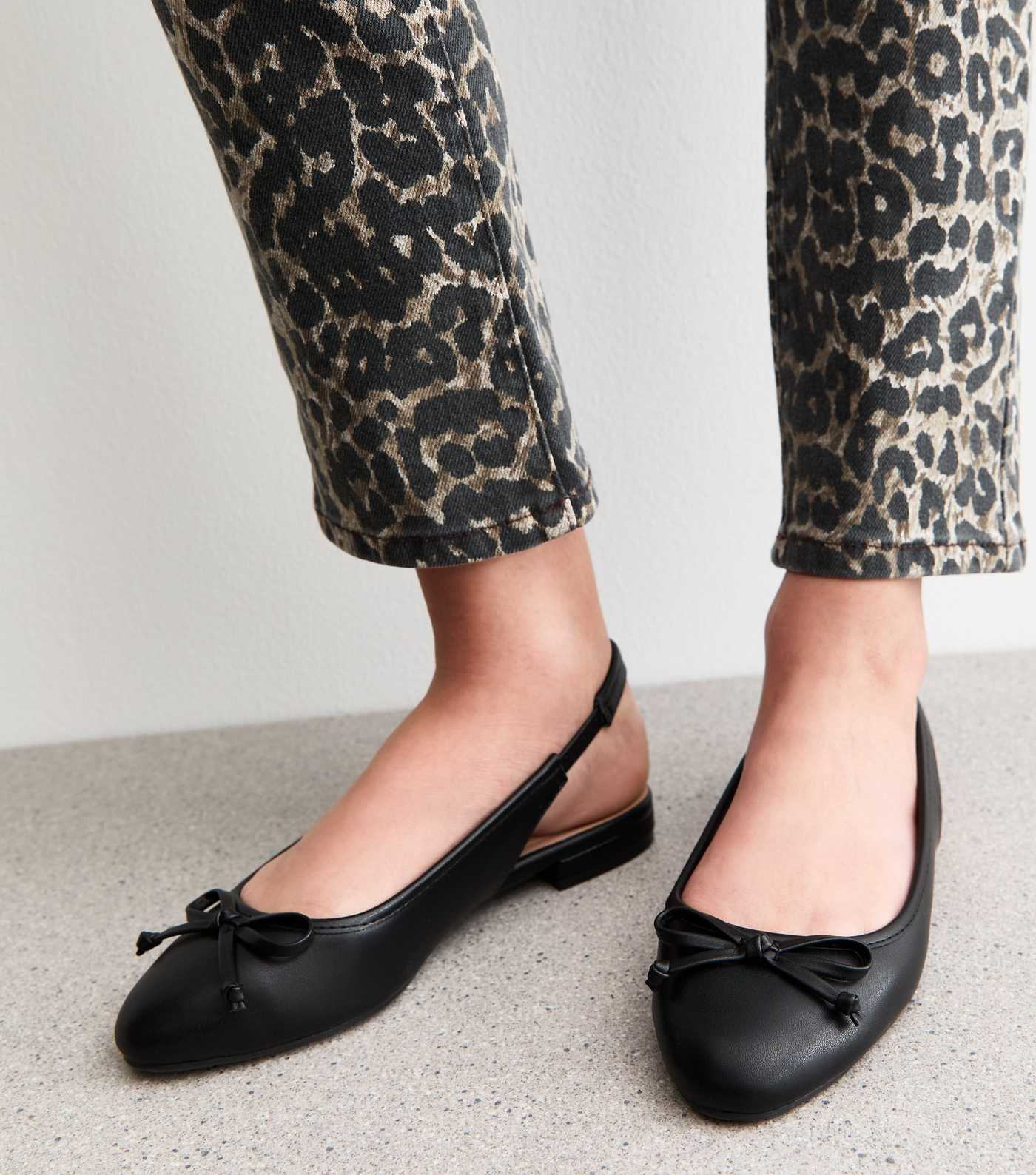 Black Faux Leather Slingback Flats | New Look | New Look (UK)
