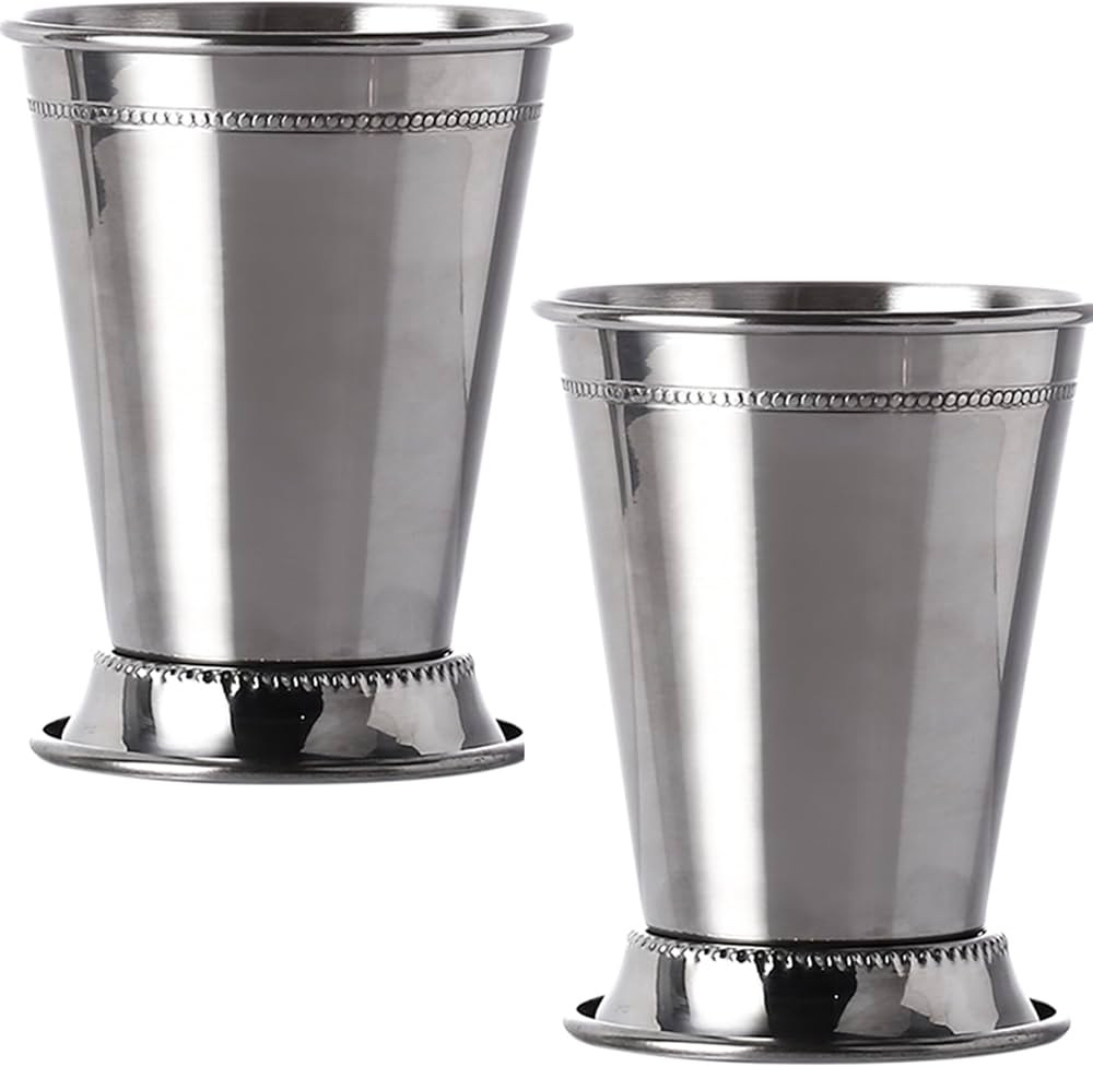2 Pack Mint Julep Cups, 12 OZ Silver Julep Glasses, Classic Stainless Steel Cocktail Glasses with... | Amazon (US)