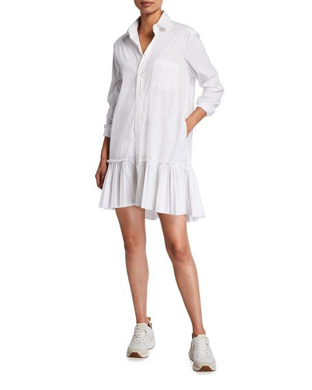 Mini Shirtdress with Ruffle Hem | Neiman Marcus