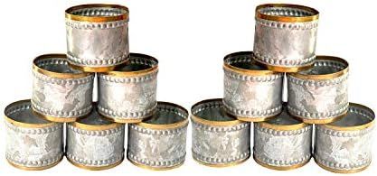 Kaizen Casa Gold Rim Galvanized Metal 1.75 x 1.75 Inch Napkin Rings, Set of 12 – Silver Napkin ... | Amazon (US)
