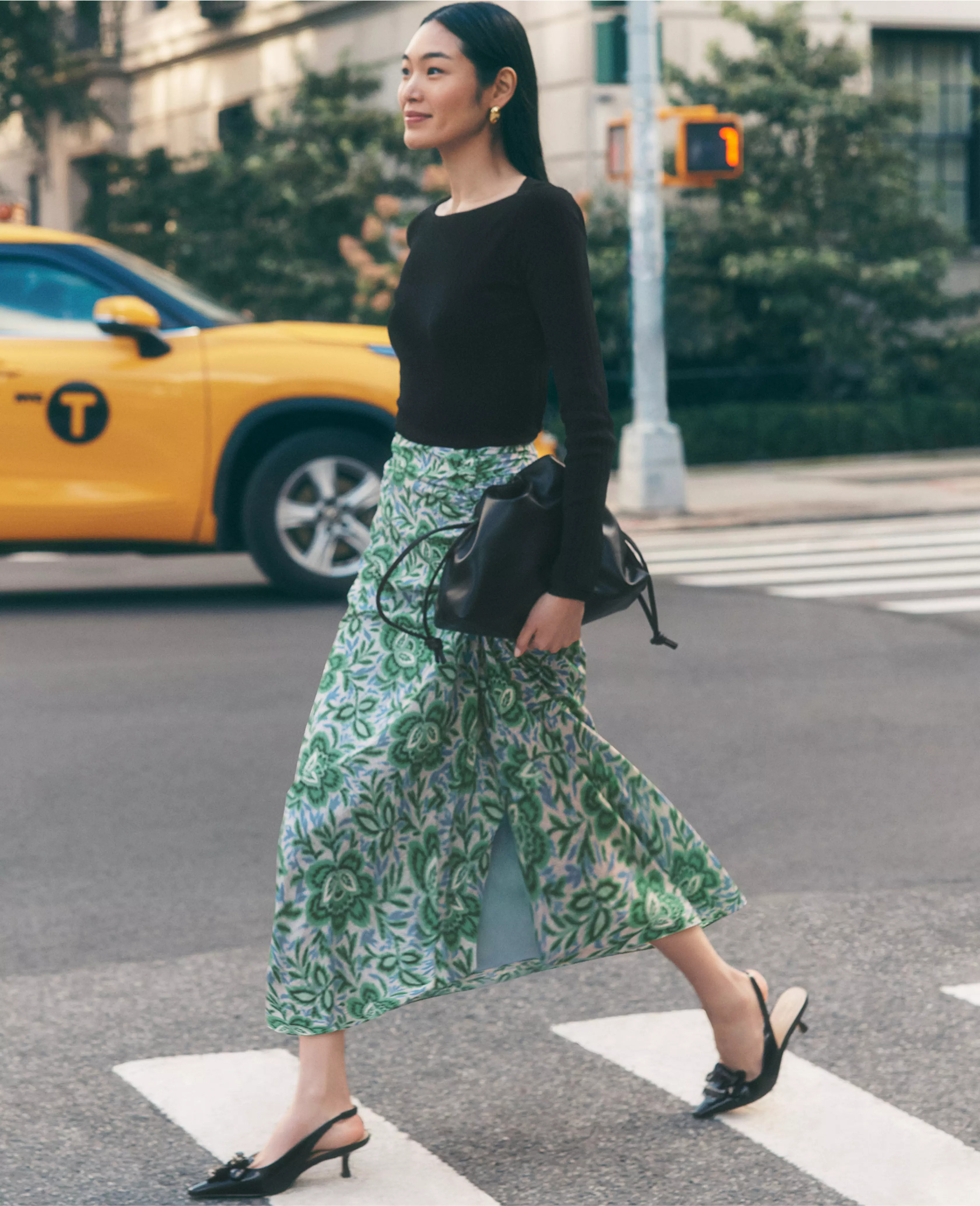 Petite Floral Ruched Midi Skirt | Ann Taylor