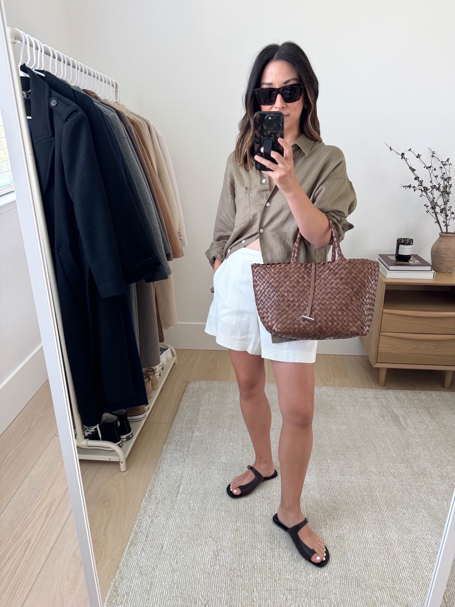 Aritzia linen separates. This linen button down runs long and oversized. I'm in the xs. I like the width, but it's quite long. I'll wear it, but something to note. Aritzia linen shorts. These have a flat front seam which really allows them to be dressed up. Stretch band in the back to bring comfort and casualness. Side zipper, so make sure you size up. I'm in the 4

Aritzia shirt xs
Aritzia shorts 4
Zara sandals 5
Liffner tote (old)
Celine sunglasses
J.Crew earrings
Doresey James necklace 15"

Summer outfits, summer style, petite style 



#LTKSeasonal #LTKShoeCrush #LTKPetite