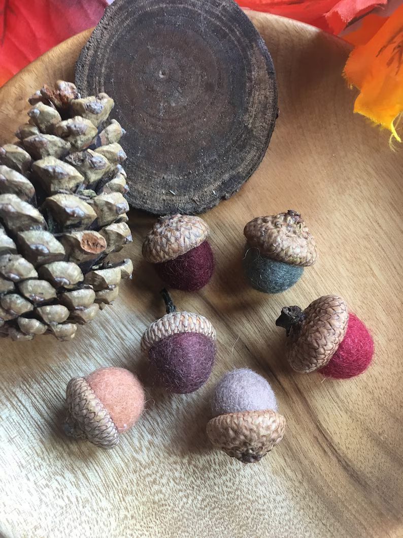 Wool Felted Acorns  Fall Colors  Fall Decor  Farmhouse - Etsy | Etsy (US)