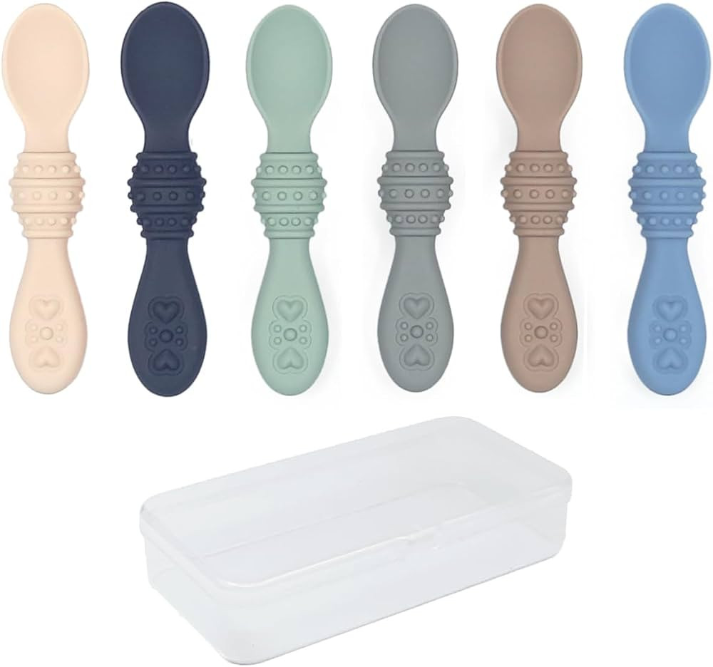 Elk and Friends Silicone Baby Spoons | Travel Case Included | First Stage Infant Toddler Spoon | ... | Amazon (US)