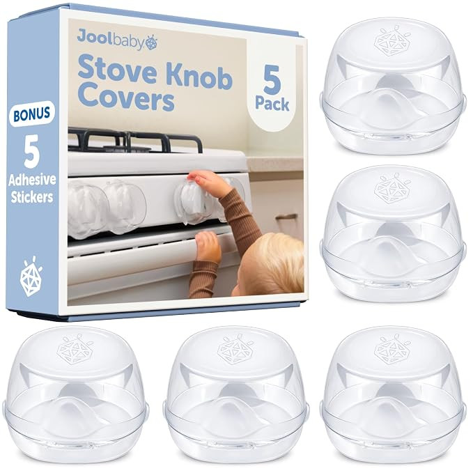 Jool Baby Clear Stove Knob Covers (5 Pack) Child Safety Guards, Durable Design - Baby Proof | Amazon (US)