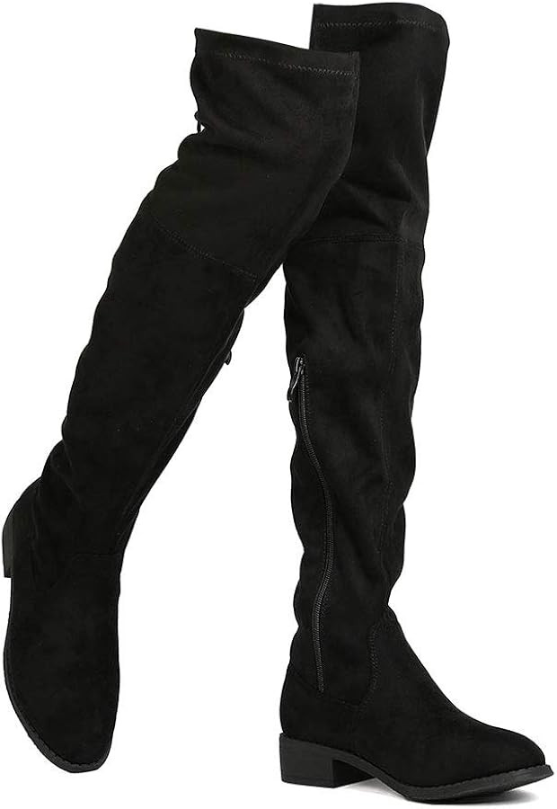 Women's Thigh High Flat Boots Stretchy Pull on Casual Boots by (TM) | Amazon (US)