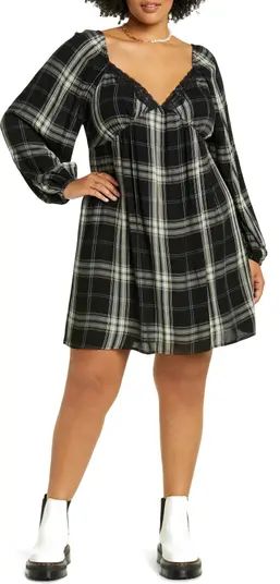 Lacey Plaid Long Sleeve Babydoll Dress | Nordstrom