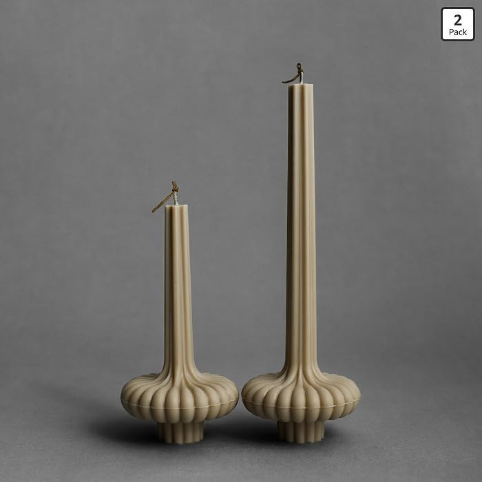 LAWA Set of 2 Pumpkin Base Candle - Beautiful Handmade Pillar Unscented Soy Wax Elegant Aesthetic... | Amazon (US)