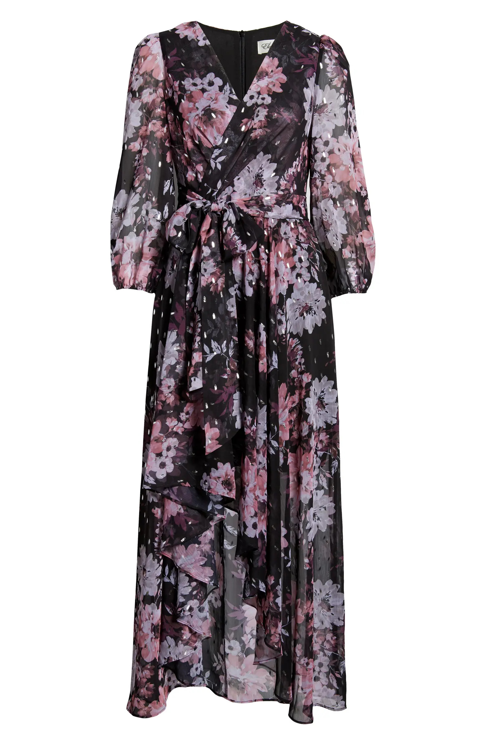 Floral Metallic Fleck High/Low Dress | Nordstrom