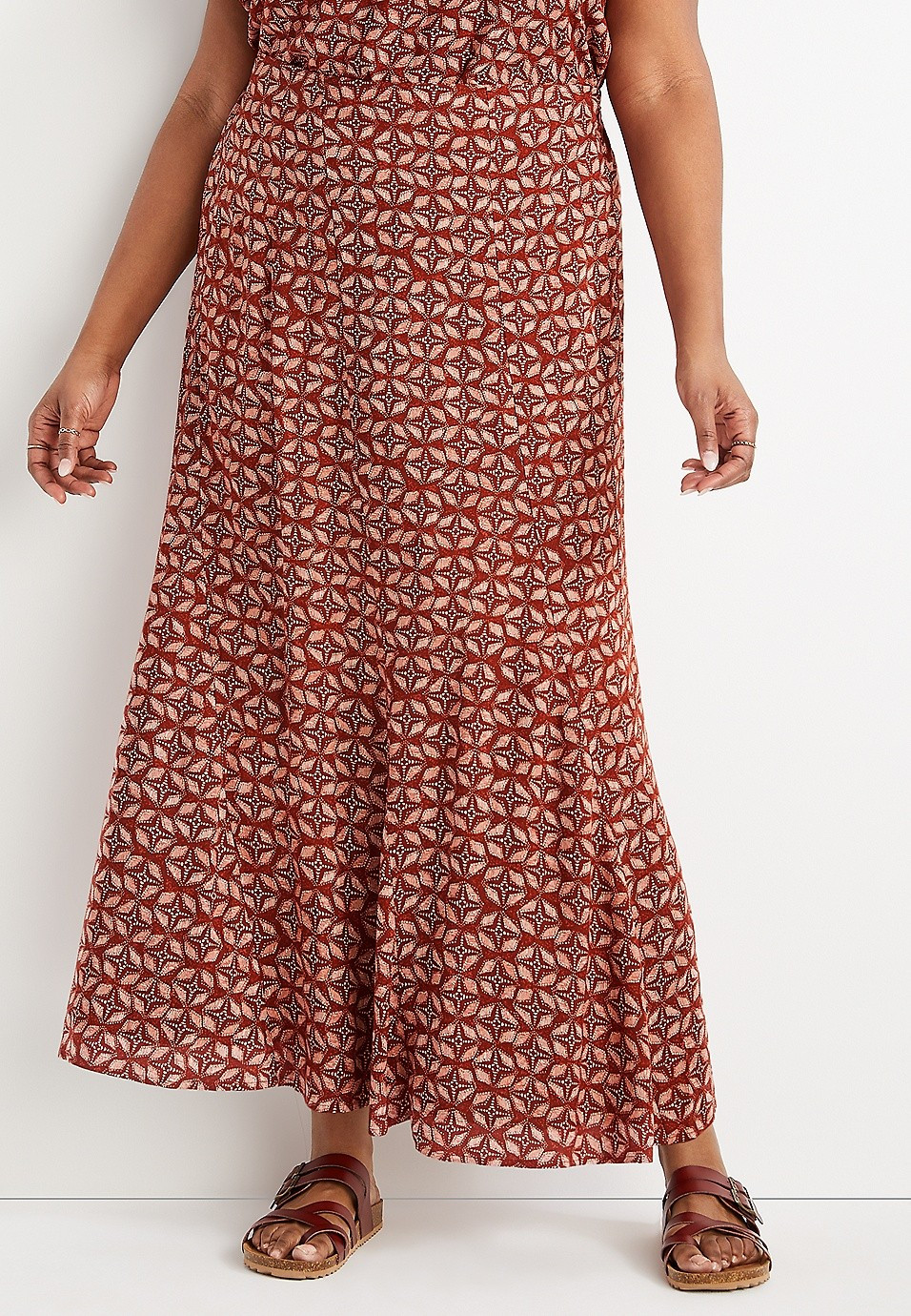 Plus Size Geo Print High Rise Maxi Skirt | Maurices