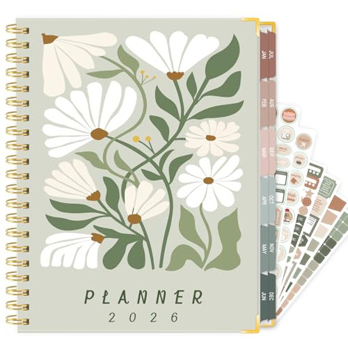 Large 2026 Planner – Weekly & Monthly Planner Organizer from Jan. 2026 - Dec. 2026, 8.5"x11" Aesthetic Dasiy Hardcover Daily Agenda Planning Book with Pocket, Stickers & Tabs for Home Office, A4 Size | Amazon (US)
