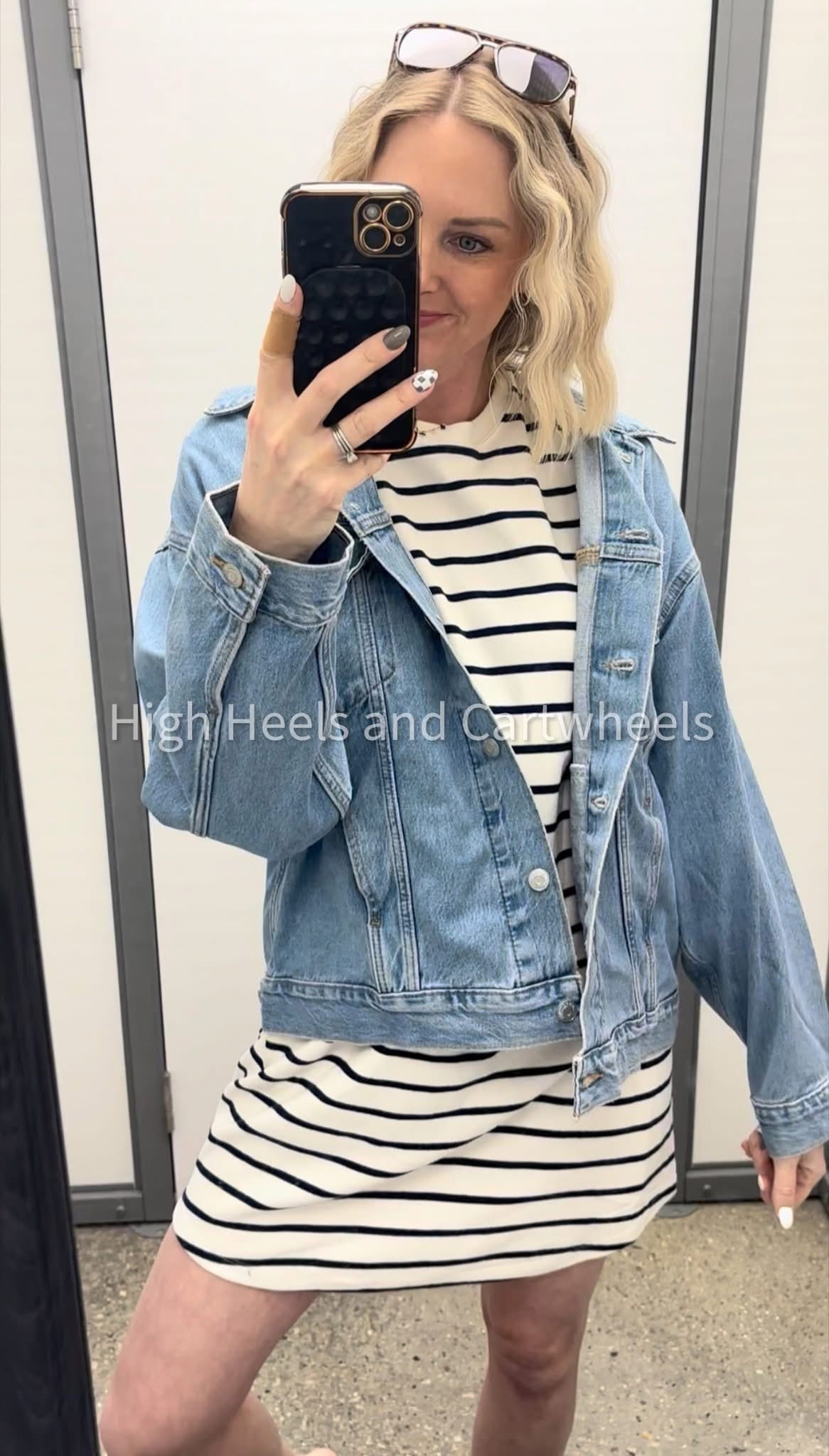 Cute combo! These dresses from Walmart are 10/10. And I LOVE this oversized jean jacket. It's definitely a staple piece.