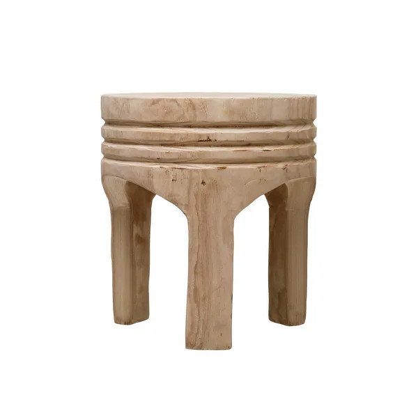 Paulownia Wood Carved Stool | Bed Bath & Beyond