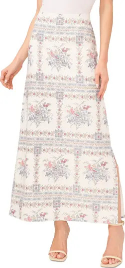 Floral A-Line Linen Blend Maxi Skirt | Nordstrom
