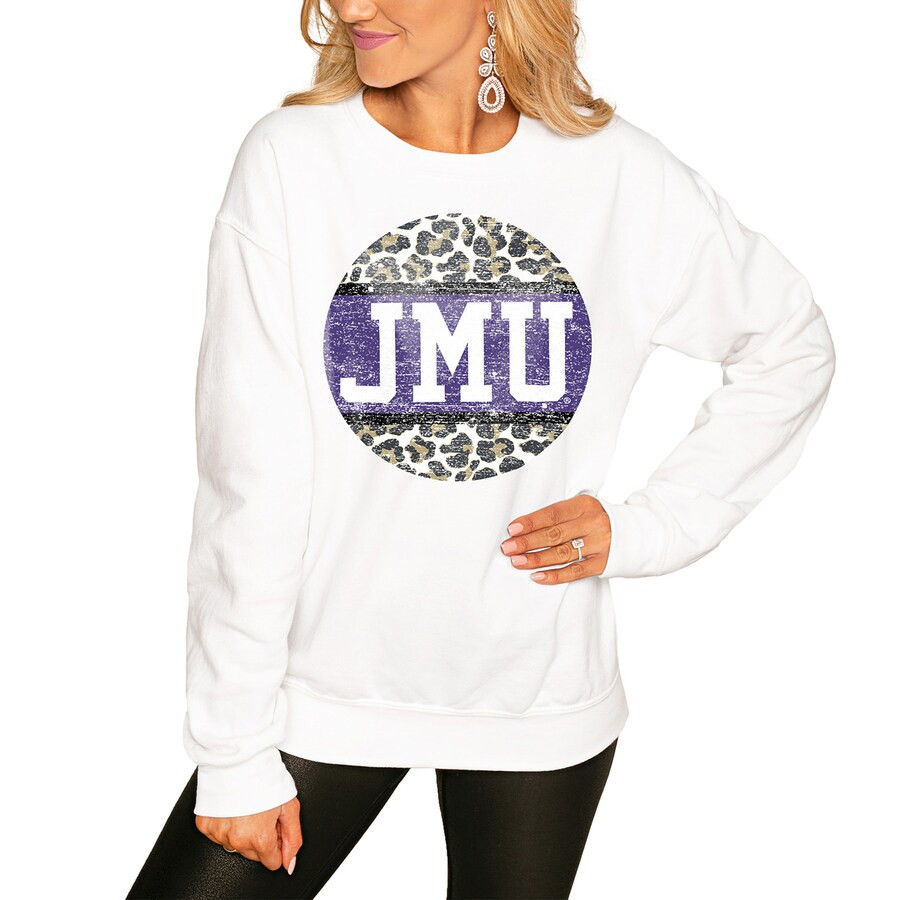 James Madison Dukes Women's Scoop & Score Pullover Sweatshirt - White | Fanatics