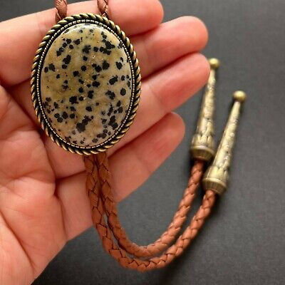 Western Cowboy Natural Spotted Stone Men Bolo Tie Alloy PU Rope Wedding Necklace | eBay US