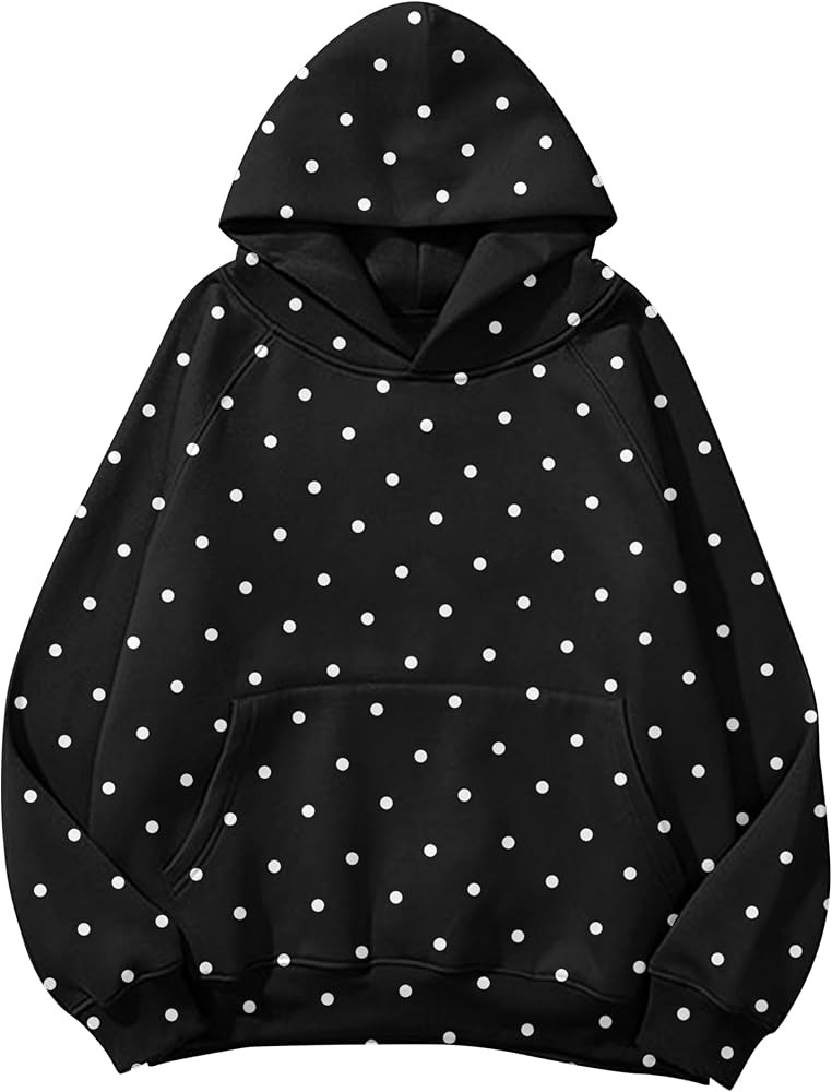 Lauweion Women Solid Basic Fleece Letter Loose Hoodie Sweatshirt Long Sleeve Kangaroo Pocket Drop... | Amazon (US)