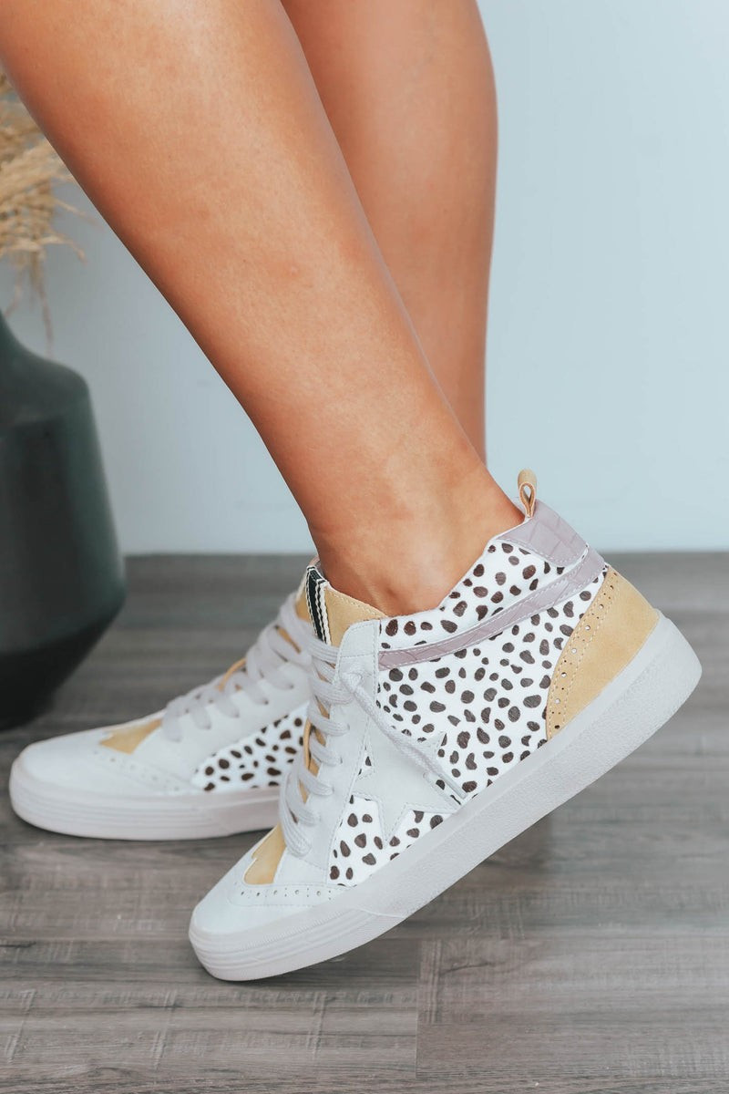 Paulina Black And White Cheetah High Top Sneaker | Apricot Lane Boutique