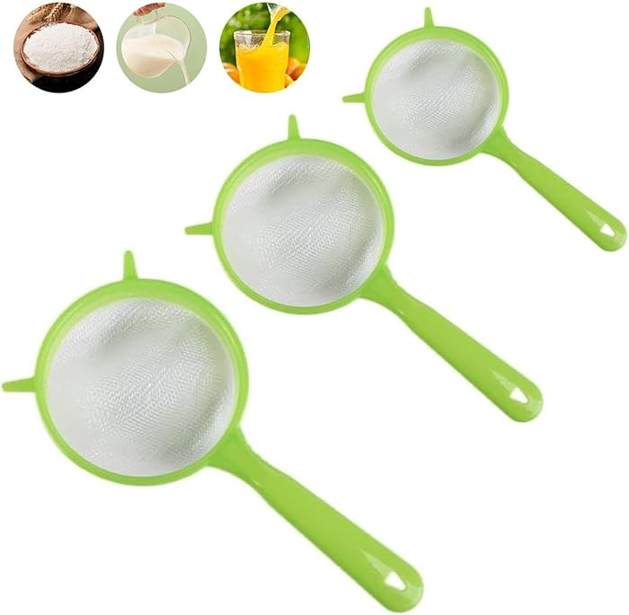 3 Packs Fine Mesh Strainers Plastic Colander Sieve Sifters Reusable Coffee Filter with Long Handl... | Amazon (US)