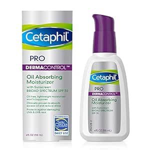 CETAPHIL DERMACONTROL Oil Absorbing Moisturizer with SPF 3 ,For Sensitive,Oily Skin ,4fl oz ,Abso... | Amazon (US)