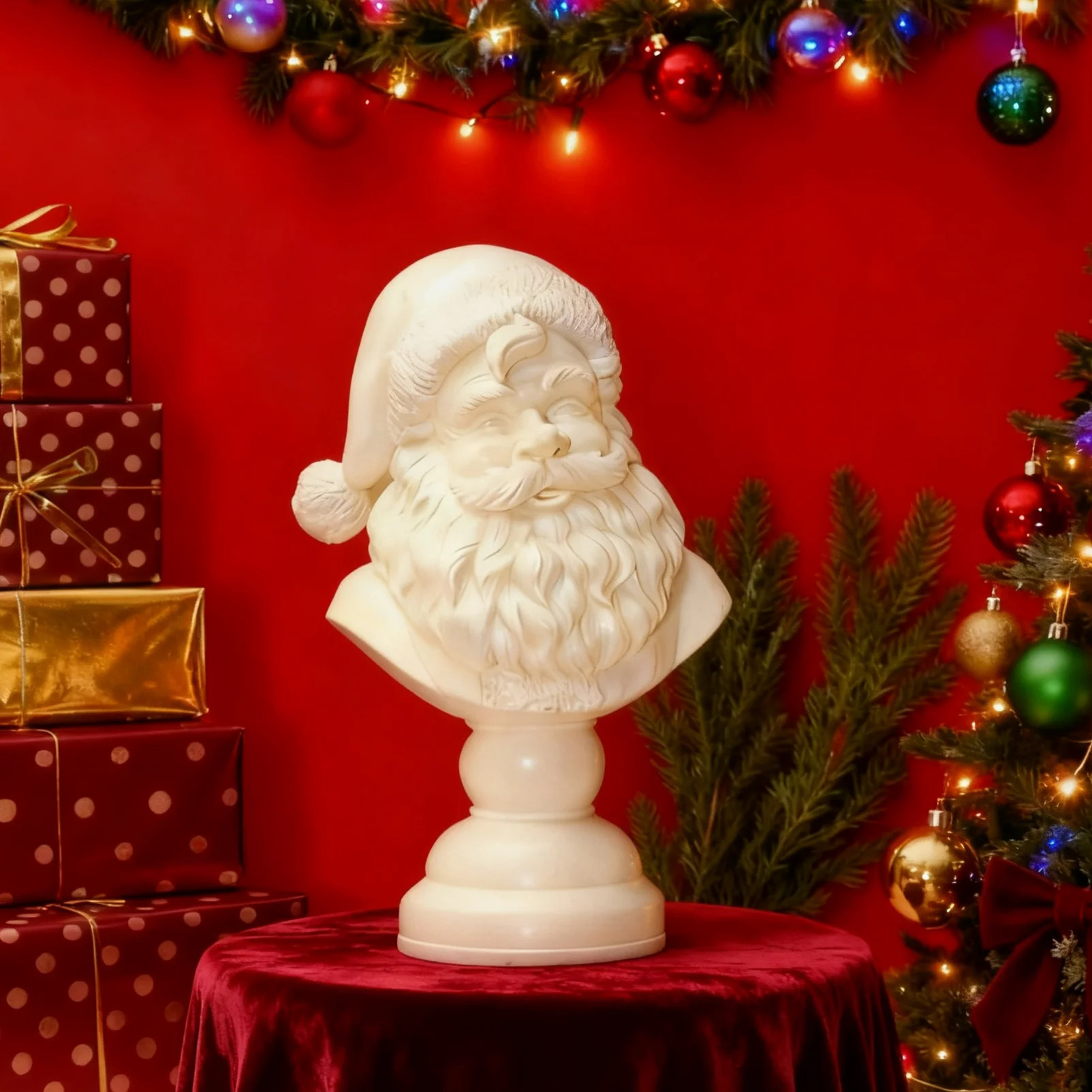 6 Inch White Resin Decorative Pillar Candle Holder Stand,Traditional Santa Head Christmas Decorat... | Walmart (US)