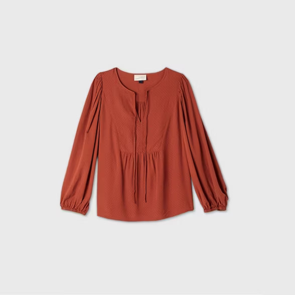 Women's Long Sleeve Tie-Front Peasant Top - Universal Thread™ | Target