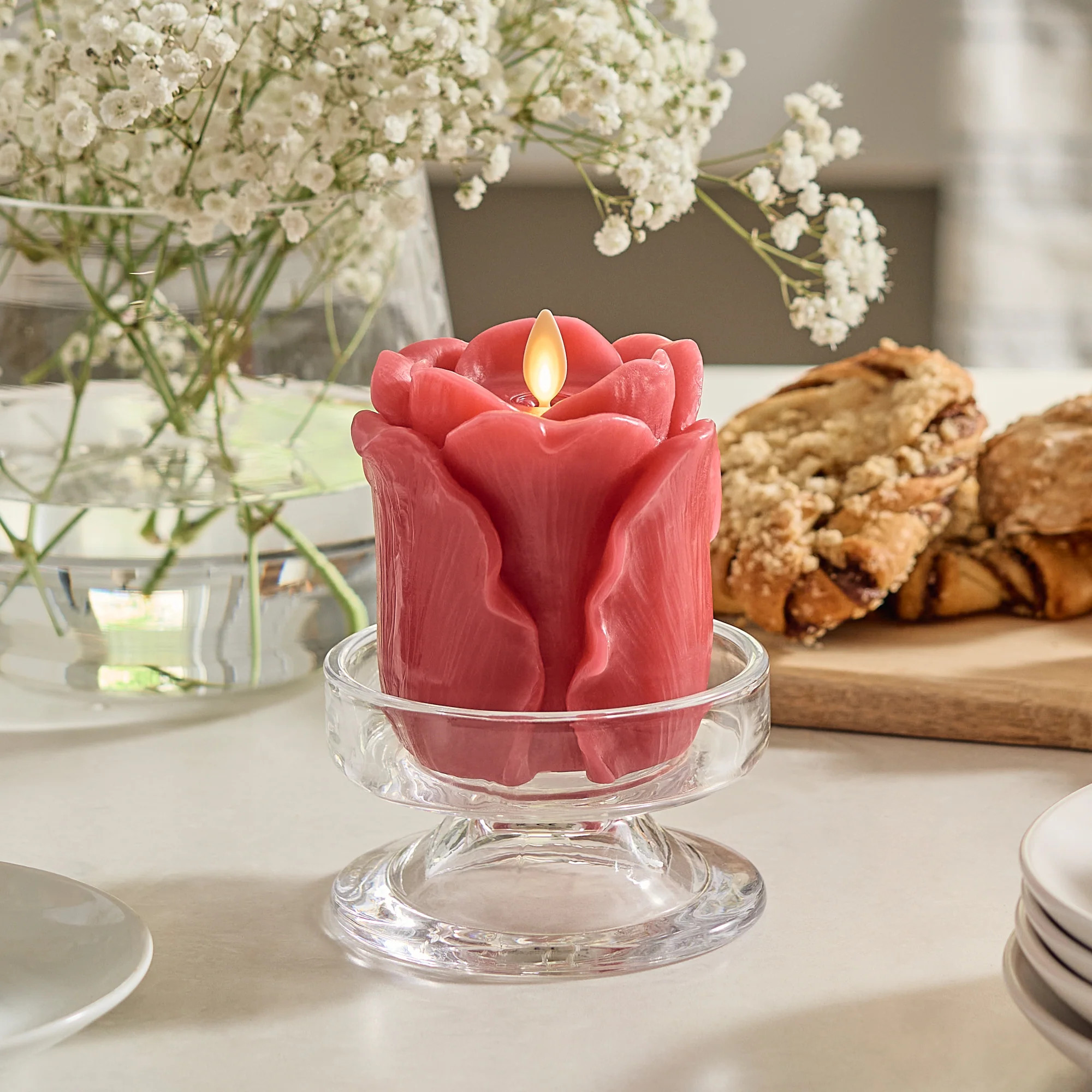 True Red Flameless Candle Rose Bud | Luminara