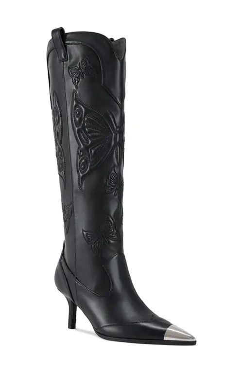 AZALEA WANG Floryan Knee High Western Boot in Black at Nordstrom, Size 8.5 | Nordstrom