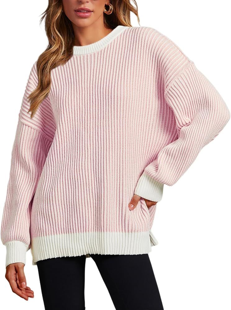 MISSFASHION Beyond Chenille Sweater for Women Fall Casual Long Sleeve Crew Neck Pullover Rib Knit Bl | Amazon (US)