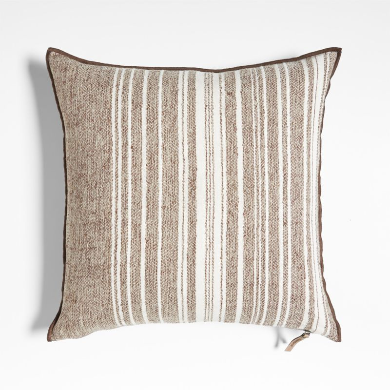Bande Dark Beige Textured Stripe 20"x20" Throw Pillow with Down-Alternative Insert + Reviews | Cr... | Crate & Barrel